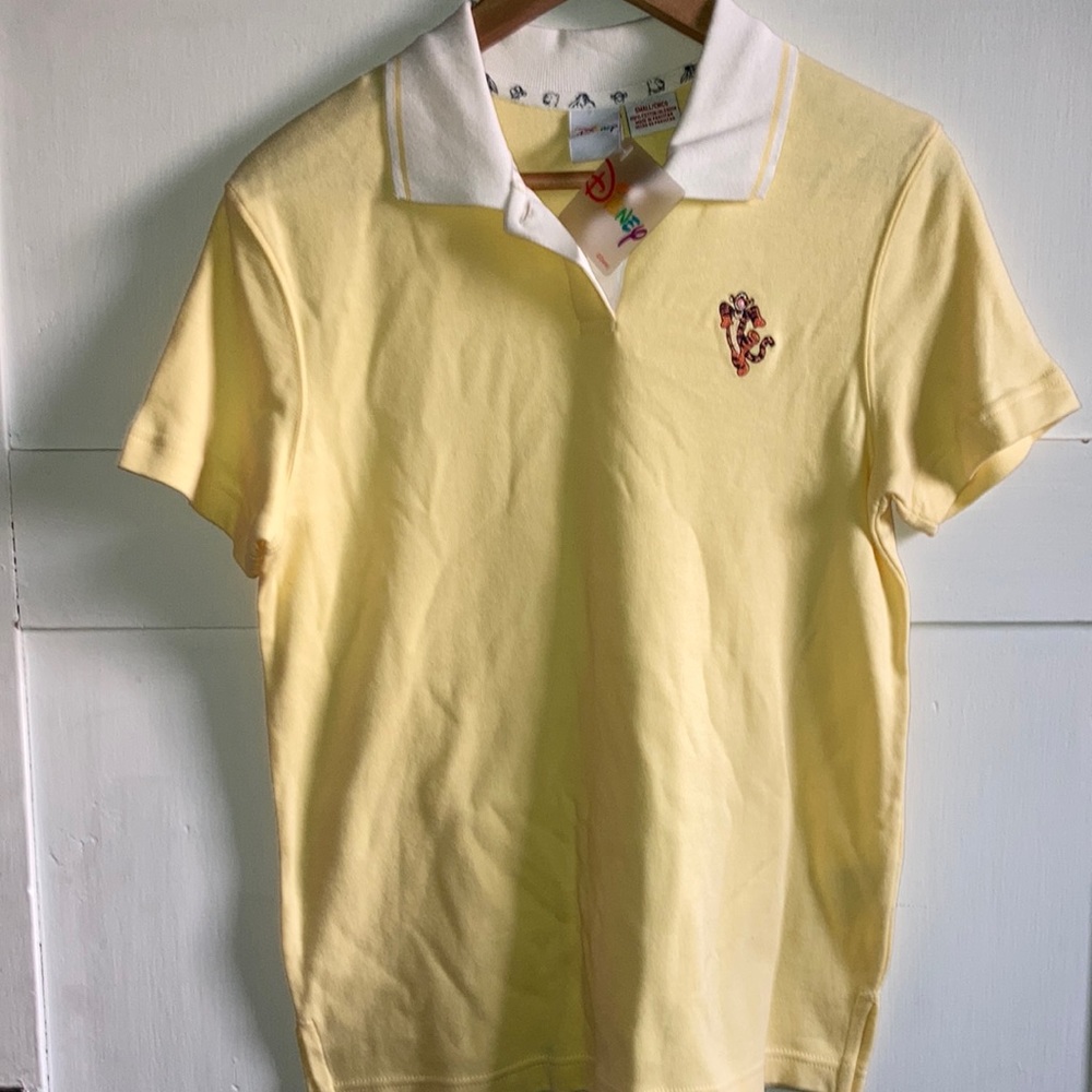 Disney Tigger Yellow Polo Shirt Vintage Style Pullover Tennis Prep Top Sz Small